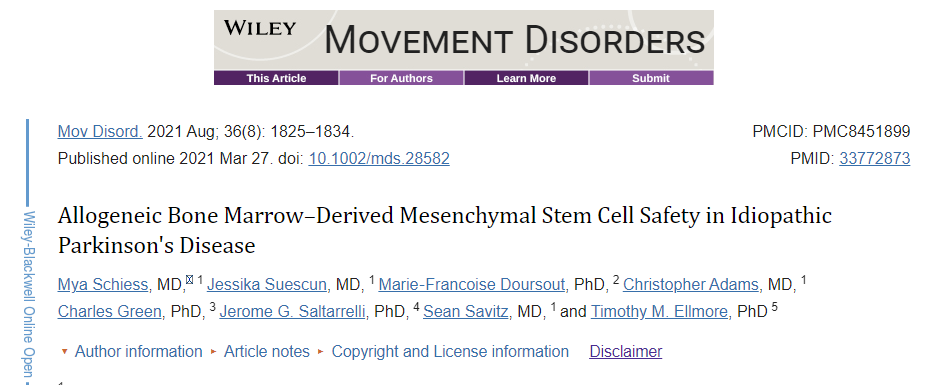美國麥戈文醫學(xué)院：干細胞治療帕金森病安全、有效！