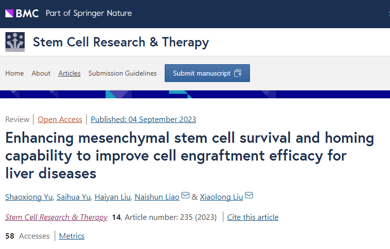 增強干細胞的存活和歸巢能力，提高干細胞移植治療肝病的功效