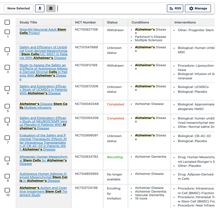 美國國立衛生研究院的最大臨床試驗注冊庫中已有多項針臨床注冊。