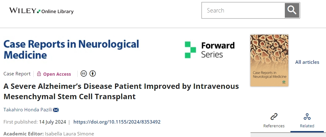 一名患有嚴重阿爾茨海默病患者通過(guò)靜脈間充質(zhì)干細胞移植得到改善