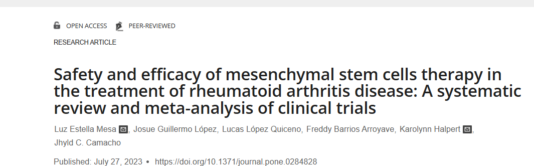 《間充質(zhì)干細胞治療類(lèi)風(fēng)濕關(guān)節炎疾病的安全性和有效性：臨床試驗的系統評價(jià)和薈萃分析》
