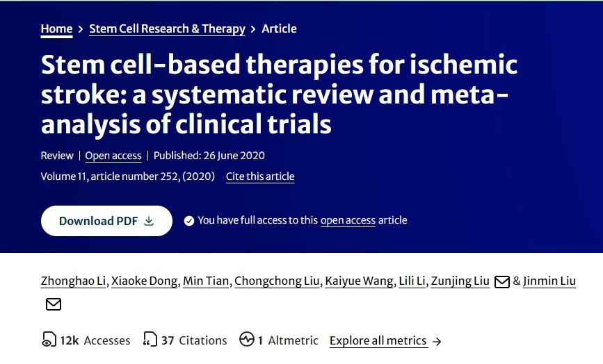 基于干細胞的缺血性中風(fēng)治療:臨床試驗的系統評價(jià)和薈萃分析 基于干細胞的缺血性中風(fēng)治療:臨床試驗的系統評價(jià)和薈萃分析