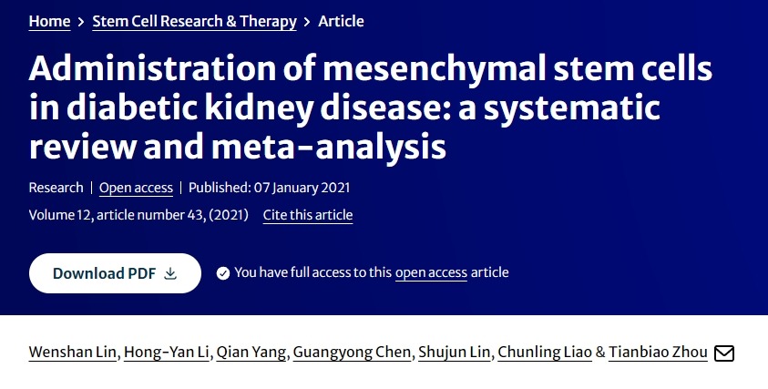 間充質(zhì)干細胞在糖尿病腎病中的應用:系統評價(jià)和薈萃分析 間充質(zhì)干細胞在糖尿病腎病中的應用:系統評價(jià)和薈萃分析