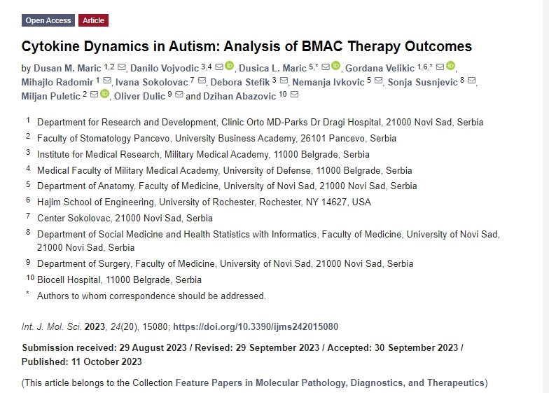 自閉癥中的細胞因子動(dòng)力學(xué)：自體骨髓抽吸濃縮物 (BMAC)?治療結果分析