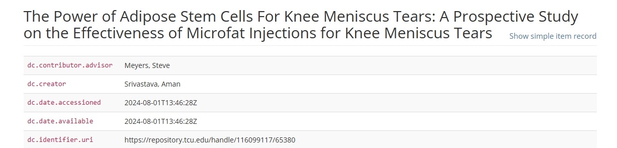 脂肪干細胞對膝關(guān)節半月板撕裂的作用：微脂肪注射治療膝關(guān)節半月板撕裂效果的前瞻性研究