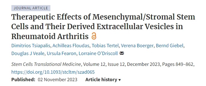 間充質(zhì)/基質(zhì)干細胞及其衍生的細胞外囊泡對類(lèi)風(fēng)濕關(guān)節炎的治療作用