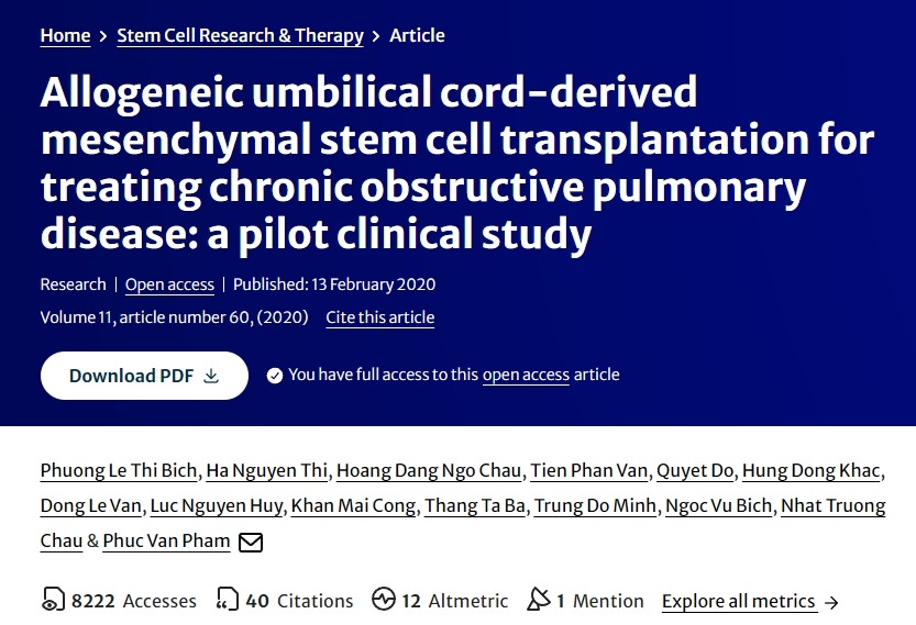 同種異體臍帶間充質(zhì)干細胞移植治療慢性阻塞性肺?。阂豁棾醪脚R床研究