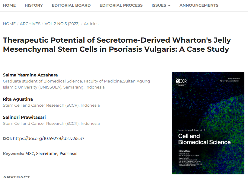 《分泌組衍生的華通氏膠間充質(zhì)干細胞在尋常型銀屑病中的治療潛力：案例研究》