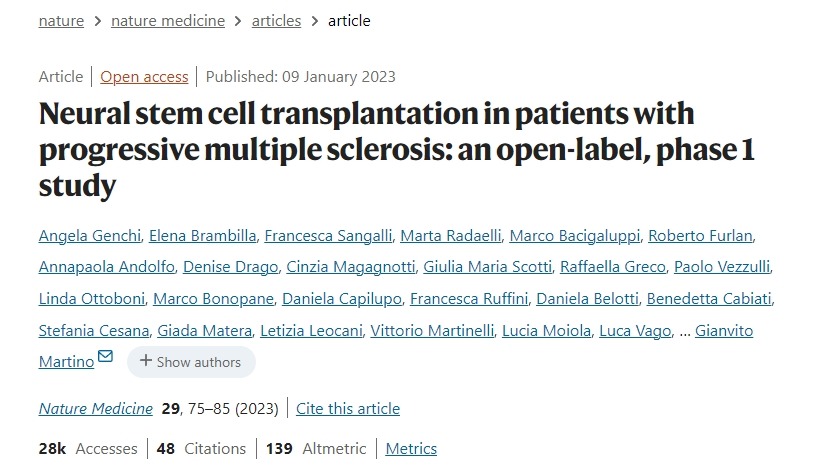 神經(jīng)干細胞移植治療進(jìn)行性多發(fā)性硬化癥患者：一項開(kāi)放標簽、I期研究