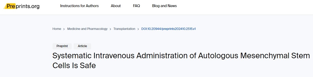 系統性靜脈注射自體間充質(zhì)干細胞是安全的