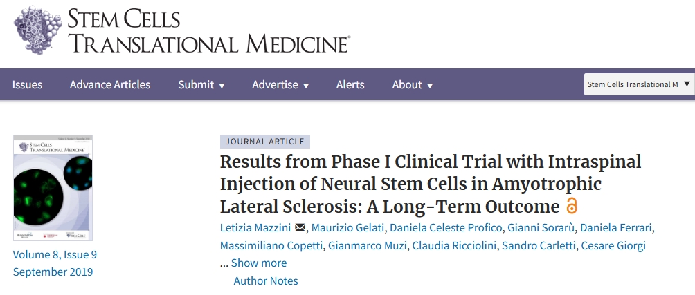 神經(jīng)干細胞脊柱內注射治療肌萎縮側索硬化癥的I期臨床試驗結果：長(cháng)期結果