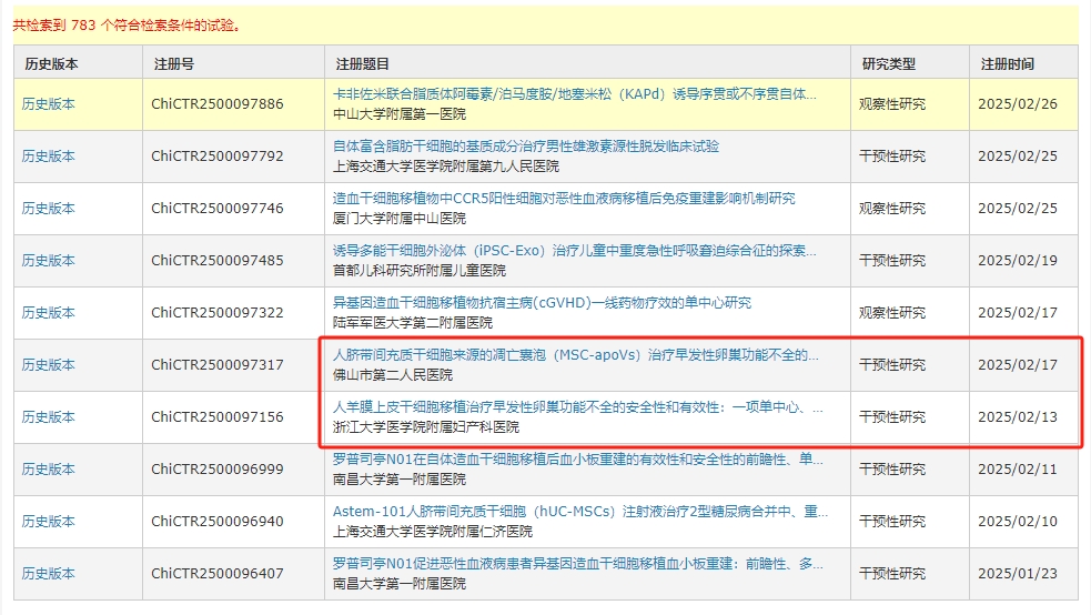 好消息！國內兩家知名三甲醫院開(kāi)展干細胞治療早發(fā)卵巢功能不全的臨床研究，招募志愿者