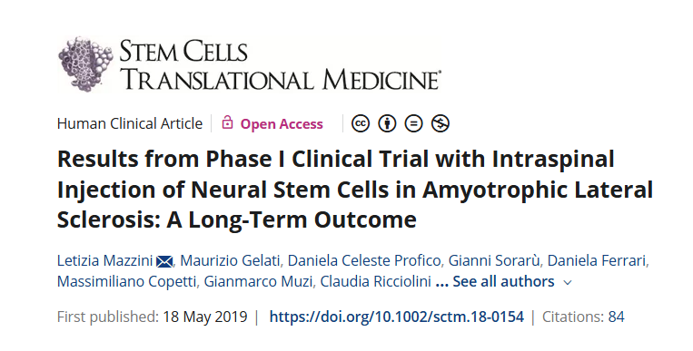 肌萎縮側索硬化癥脊髓內注射神經(jīng)干細胞 I 期臨床試驗結果：長(cháng)期結果