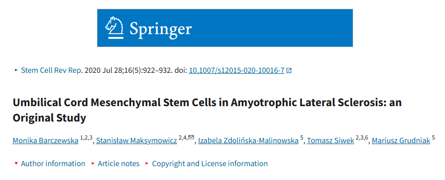 臍帶間充質(zhì)干細胞在肌萎縮側索硬化癥中的應用：一項原創(chuàng  )研究