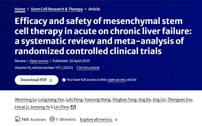 間充質(zhì)干細胞治療急性加慢性肝衰竭的療效和安全性：隨機對照臨床試驗的系統評價(jià)和薈萃分析