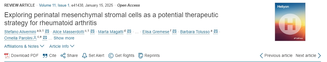 探索圍產(chǎn)期間充質(zhì)基質(zhì)細胞作為類(lèi)風(fēng)濕性關(guān)節炎的潛在治療策略