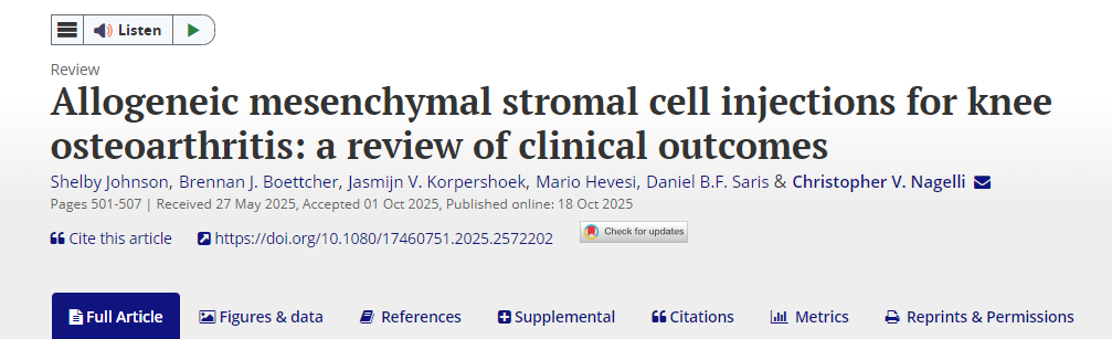 異體間充質(zhì)干細胞注射治療膝骨關(guān)節炎：臨床療效綜述