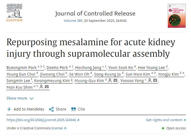 通過(guò)超分子組裝將美沙拉嗪重新用于治療急性腎損傷