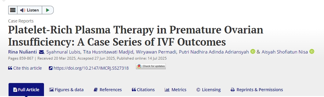 富血小板血漿治療早發(fā)性卵巢功能不全：一系列IVF結果病例
