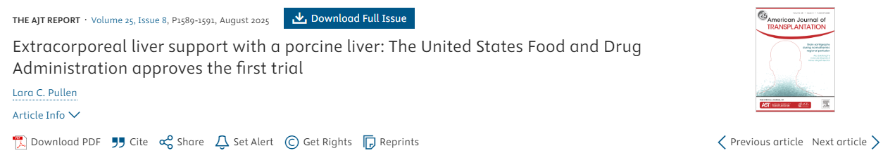 利用豬肝進(jìn)行體外肝臟支持：美國食品藥品監督管理局批準首例試驗