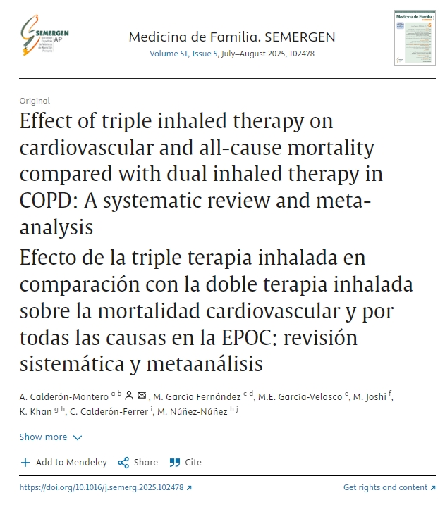 與雙吸入療法相比，三聯(lián)吸入療法對COPD患者心血管和全因死亡率的影響：系統評價(jià)和薈萃分析