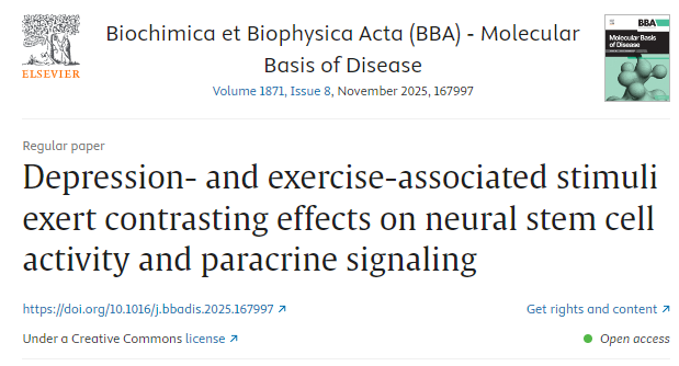抑郁和運動(dòng)相關(guān)的刺激對神經(jīng)干細胞活性和旁分泌信號傳導產(chǎn)生截然相反的影響