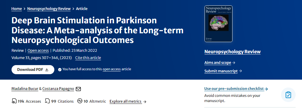 帕金森病的深部腦刺激：長(cháng)期神經(jīng)心理學(xué)結果的薈萃分析