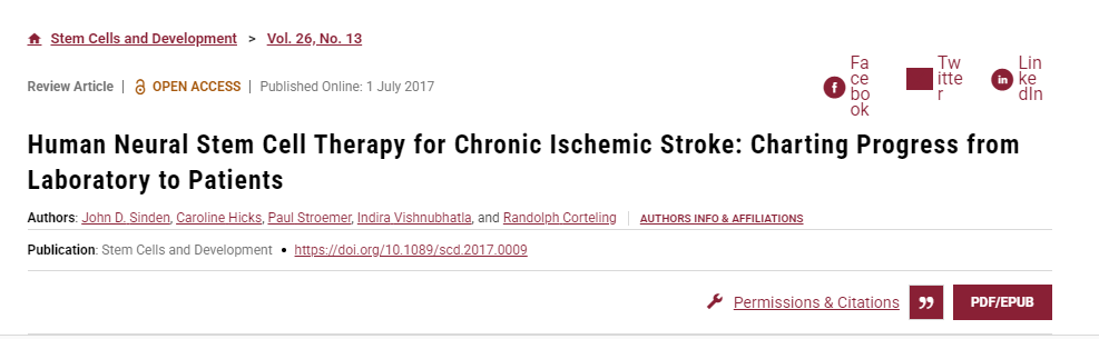 人類(lèi)神經(jīng)干細胞療法治療慢性缺血性中風(fēng)：從實(shí)驗室到患者的進(jìn)展