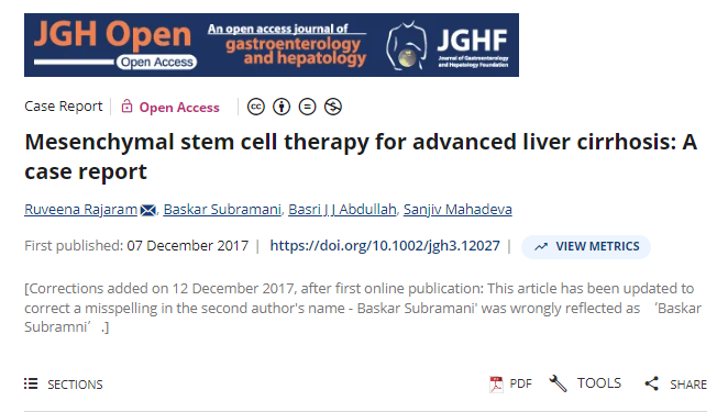 間充質(zhì)干細胞治療晚期肝硬化：病例報告