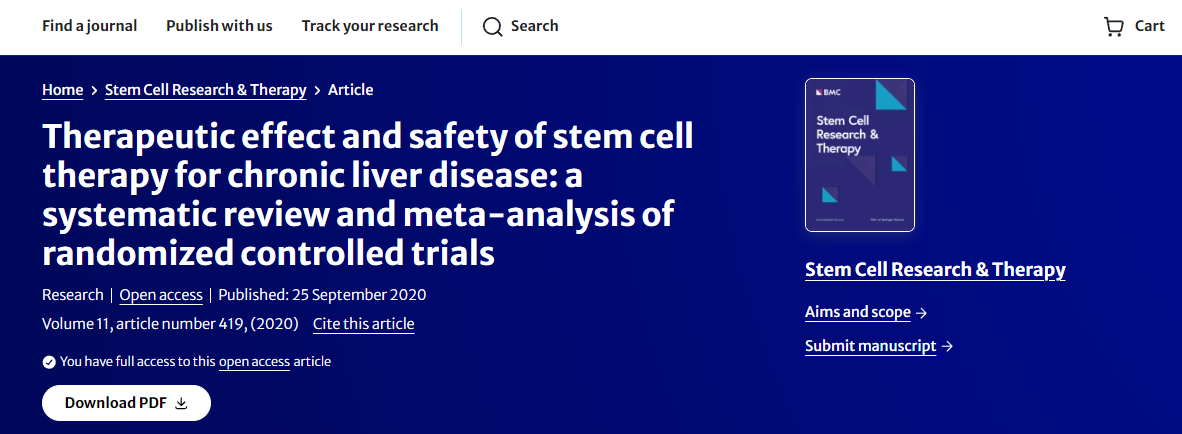 干細胞療法治療慢性肝病的療效和安全性：隨機對照試驗的系統評價(jià)和薈萃分析