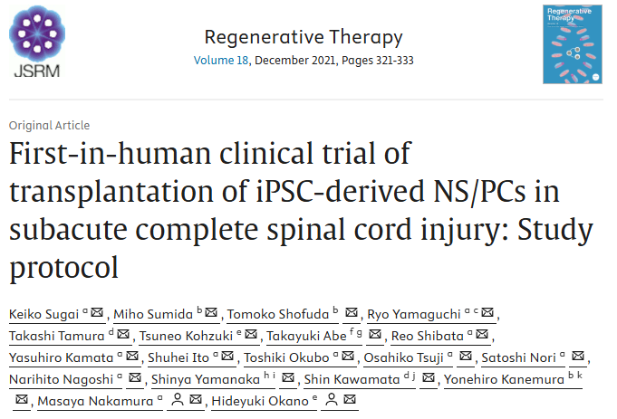 首次人體臨床試驗：移植誘導多能干細胞來(lái)源的神經(jīng)干細胞/祖細胞治療亞急性完全性脊髓損傷：研究方案
