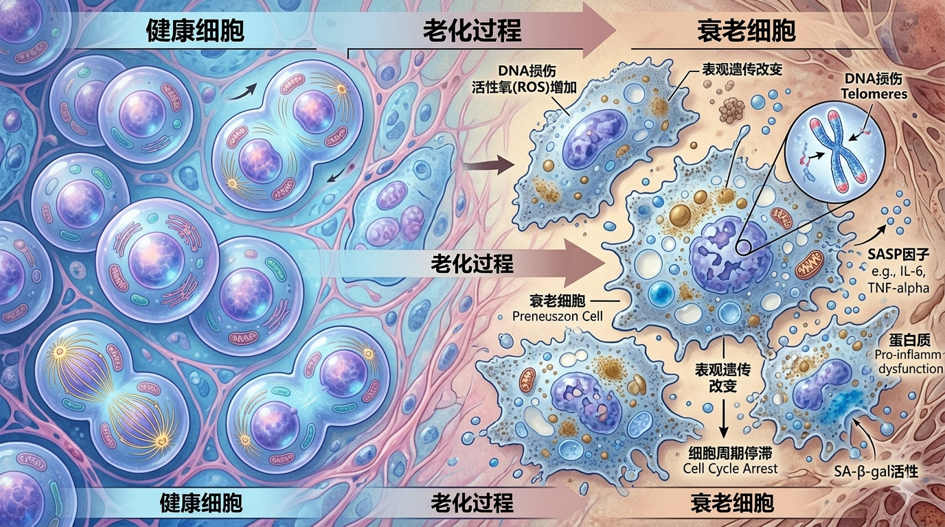 健康細胞老化過(guò)程
