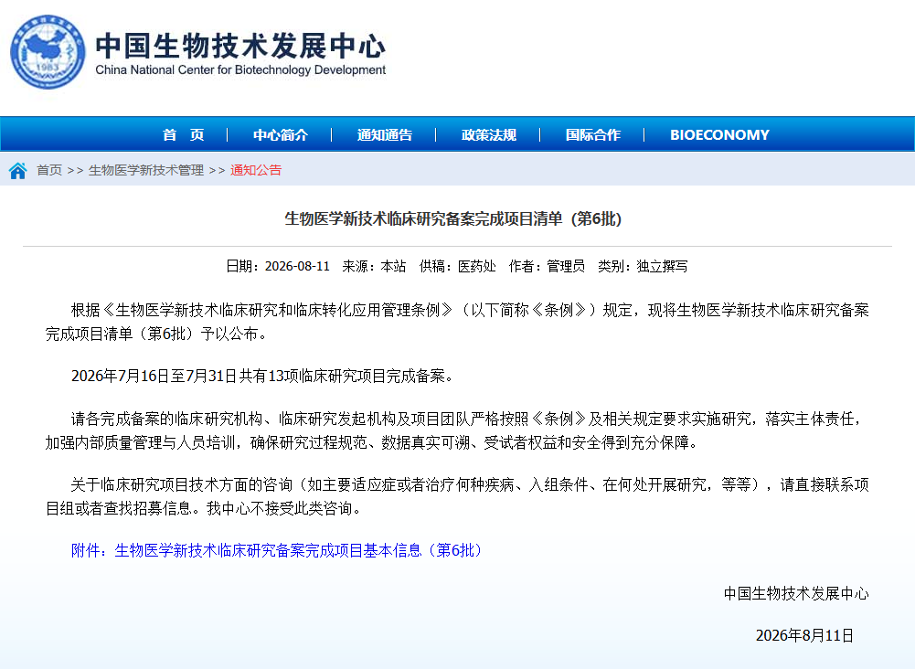 生物醫學(xué)新技術(shù)臨床研究備案第6批公布：13項新備案，六批累計93項