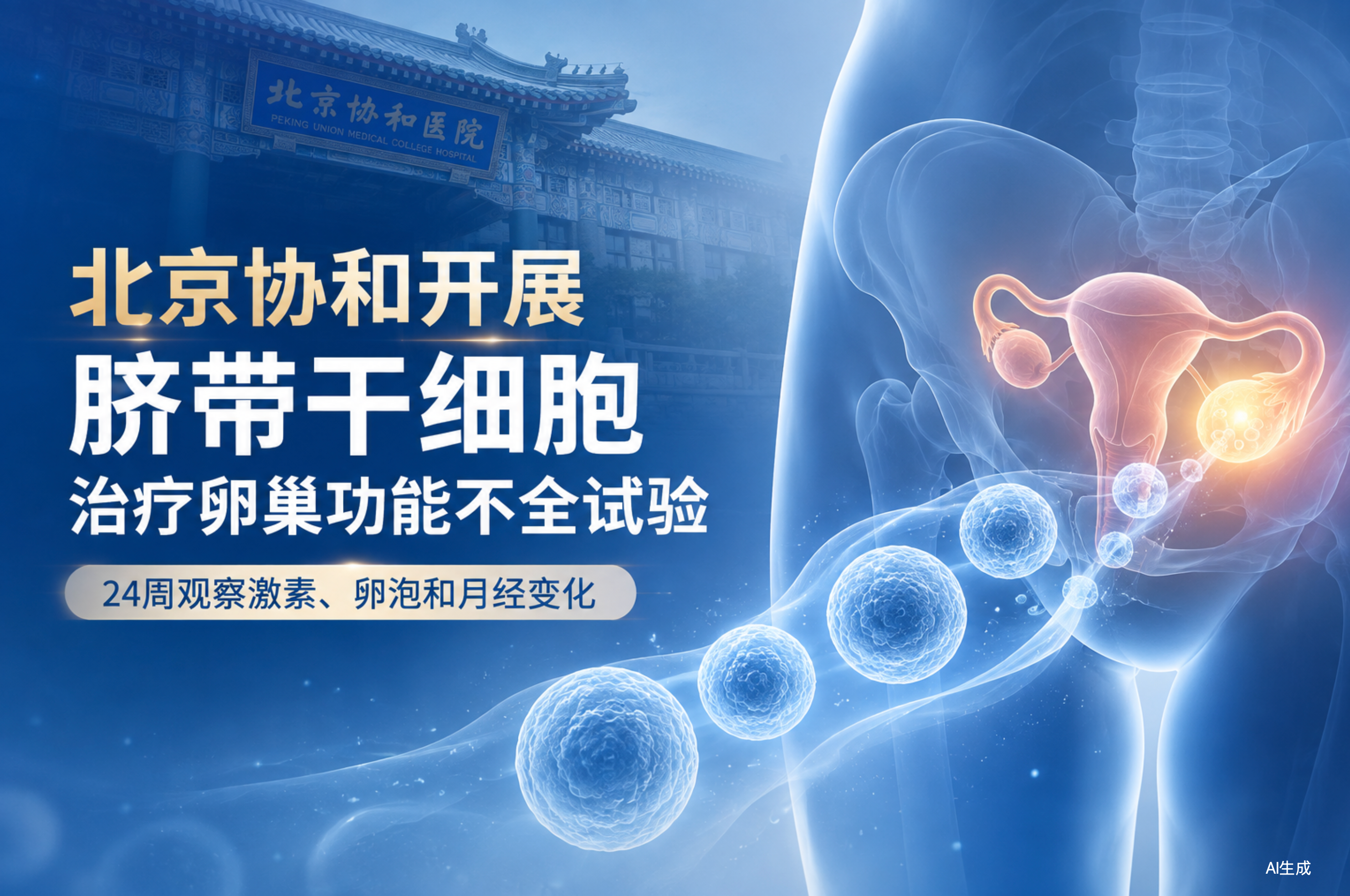 協(xié)和醫院?jiǎn)?dòng)干細胞治療卵巢早衰臨床試驗：5000萬(wàn)單位量、靜脈輸注，24周觀(guān)察激素與卵泡變化